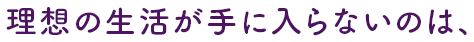 理想の生活が手に入らないのは、